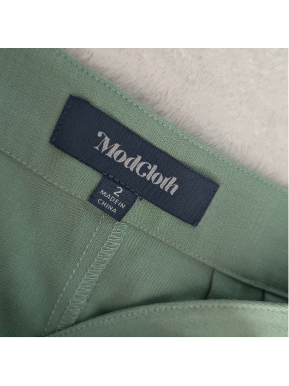 ModCloth Mint Green White Contrast Piping Retro Stretch Wide Leg Trousers - 2 - Picture 5 of 12